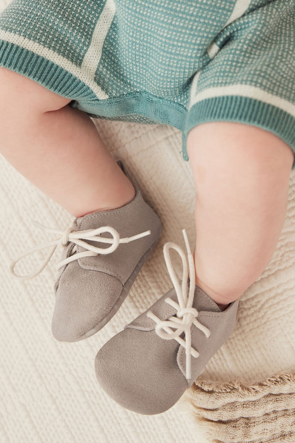 Grey Suede Lace-Up Baby Shoes (0-24mths)