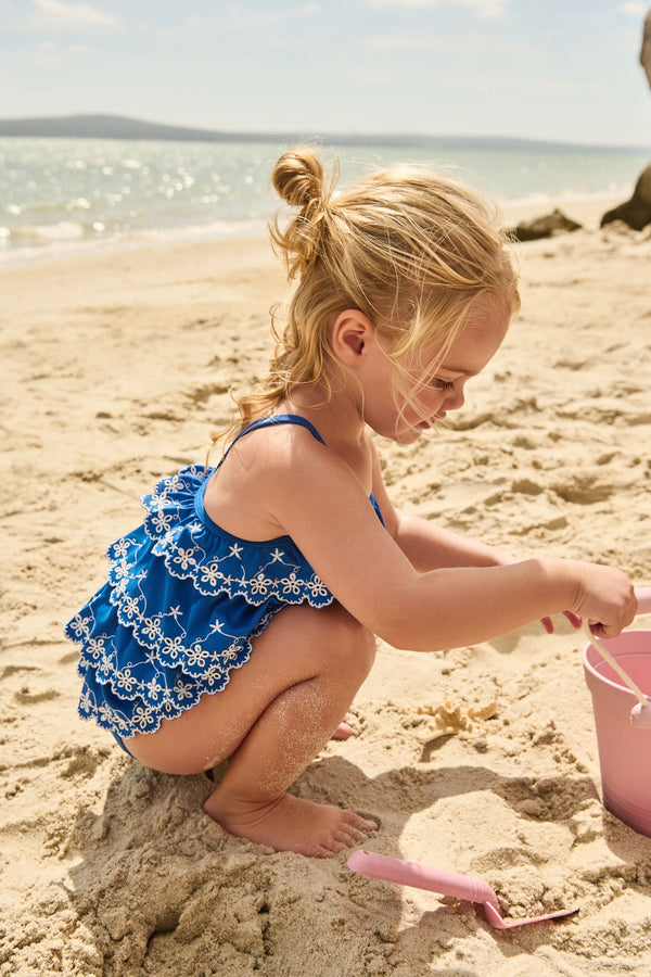 Blue Broderie Ruffle Swimsuit (3mths-7yrs)