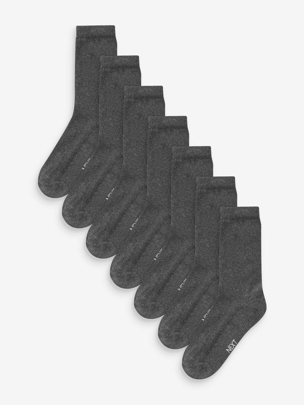 Grey 7 pack cushioned footbed socks
