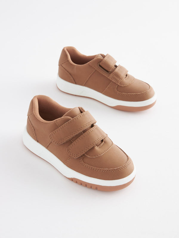 Tan Brown Standard Fit (F) Strap Touch Fastening Trainers