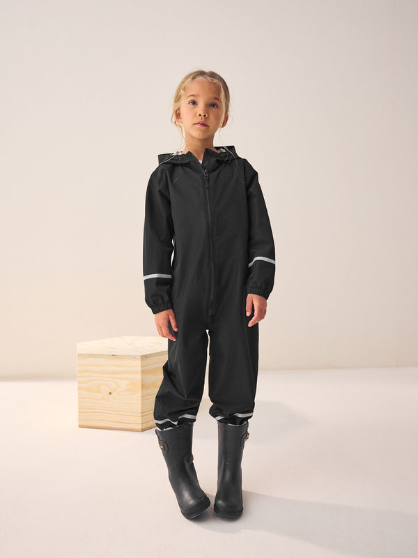 Black Zip Hooded Waterproof Puddlesuit (12mths-10yrs)