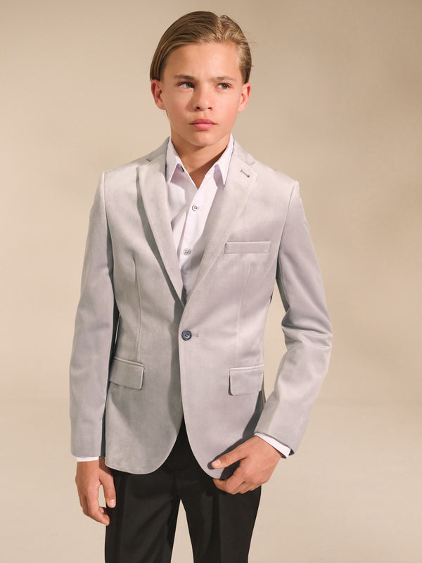 Light Grey Velvet Jacket (3-16yrs)