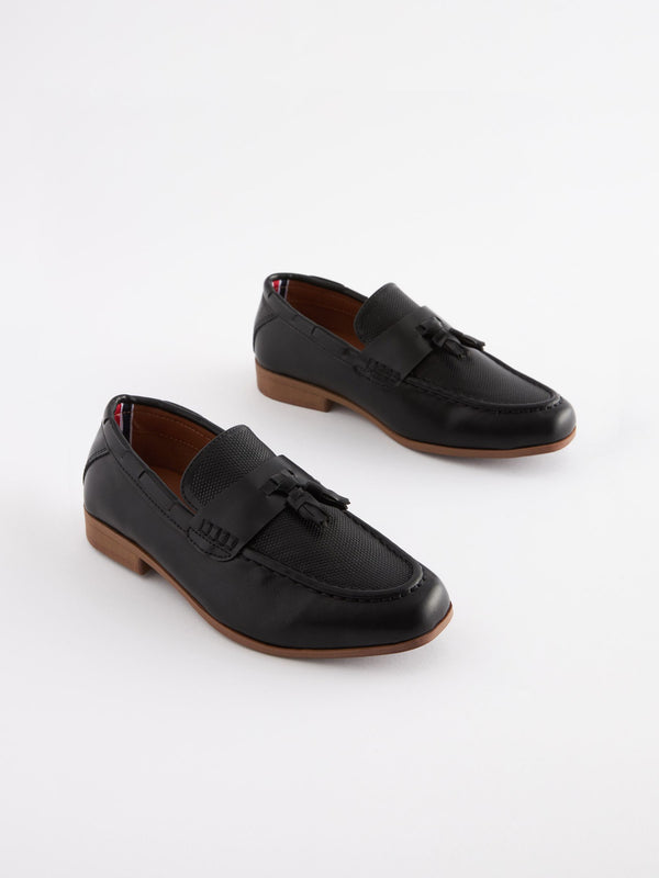 Black Tassel Wide Fit (G) Smart Tassel Detail Loafers