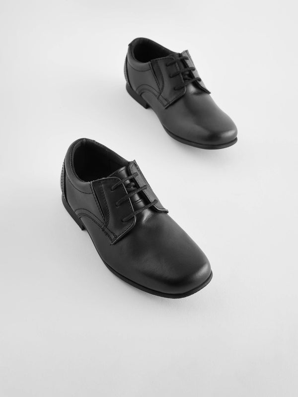 Black Standard Fit (F) School Leather Lace-Up Shoes