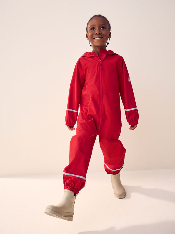 Red Zip Hooded Waterproof Puddlesuit (12mths-10yrs)