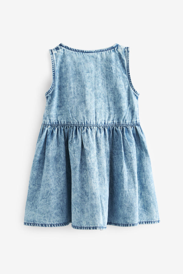 Blue Denim 100% Cotton Peplum Dress (3mths-8yrs)