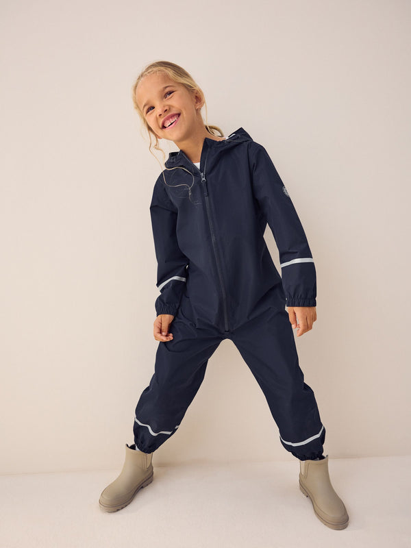 Navy Blue Zip Hooded Waterproof Puddlesuit (12mths-10yrs)