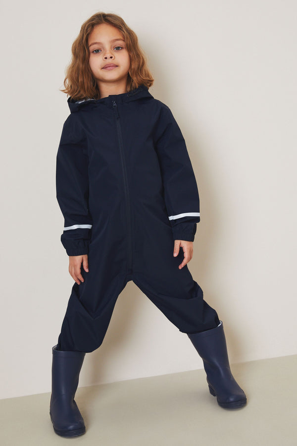 Navy Blue Zip Lined Hooded Waterproof Puddlesuit (12mths-10yrs)