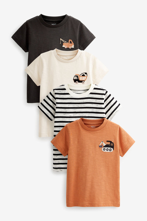 Monochrome Short Sleeve T-Shirt Set 4 Pack (3mths-7yrs)