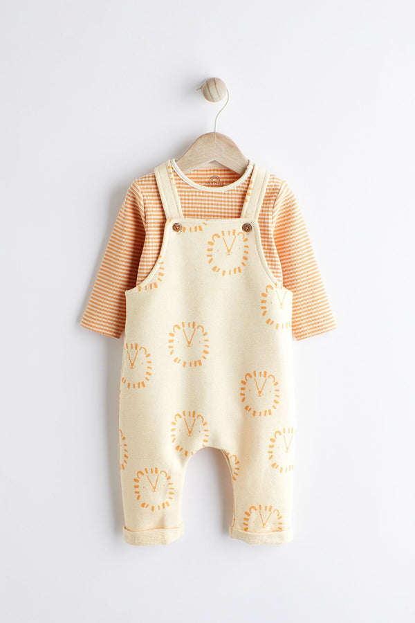 Neutral Lion Baby 100% Cotton Jersey Dungarees And Bodysuit Set (0mths-2yrs)