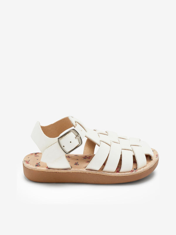 White Standard Fit (F) Fisherman Leather Sandals