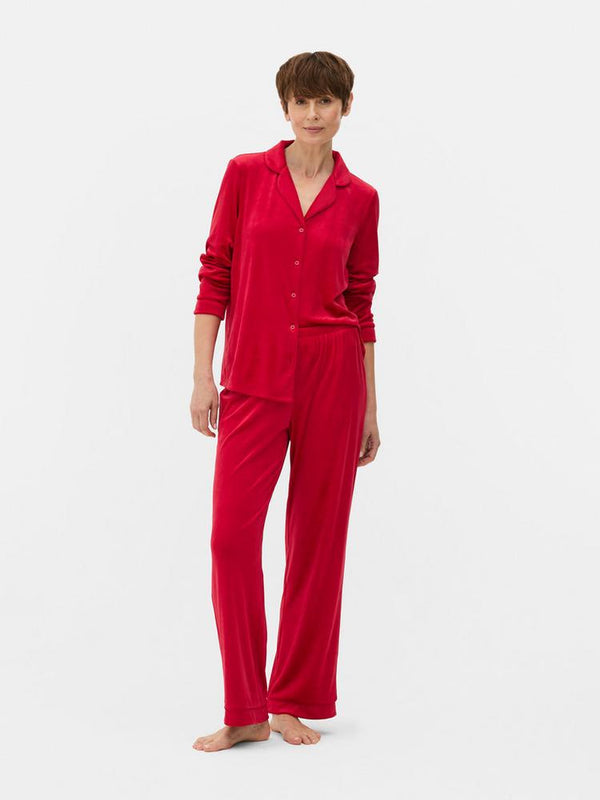 Women boyfriend velour pyjamas red