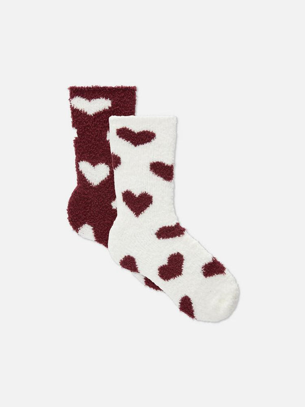 Primark Women 2pk Fluffy Heart Socks