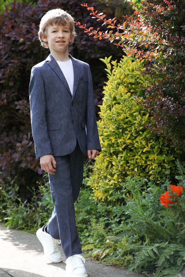 Blue Linen Blend Suit Jacket (12mths-16yrs)