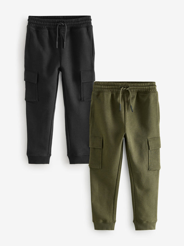 Black/Green Slim Fit Cargo Joggers 2 Pack (3-16yrs)
