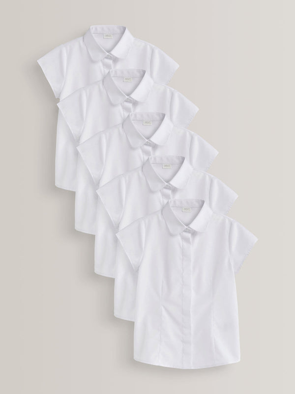 White 5 Pack Short Sleeve Fitted School Shirts (3-17yrs)