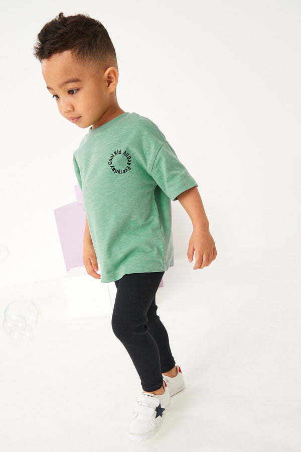 Green/Black Oversized Short Sleeve T-Shirt and Leggings Set (3mths-7yrs)