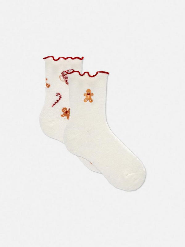 Primark 2pk Gingerbread Quarter Crew Socks
