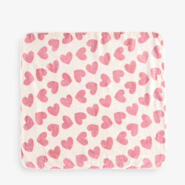 Pink heart baby fleece blanket