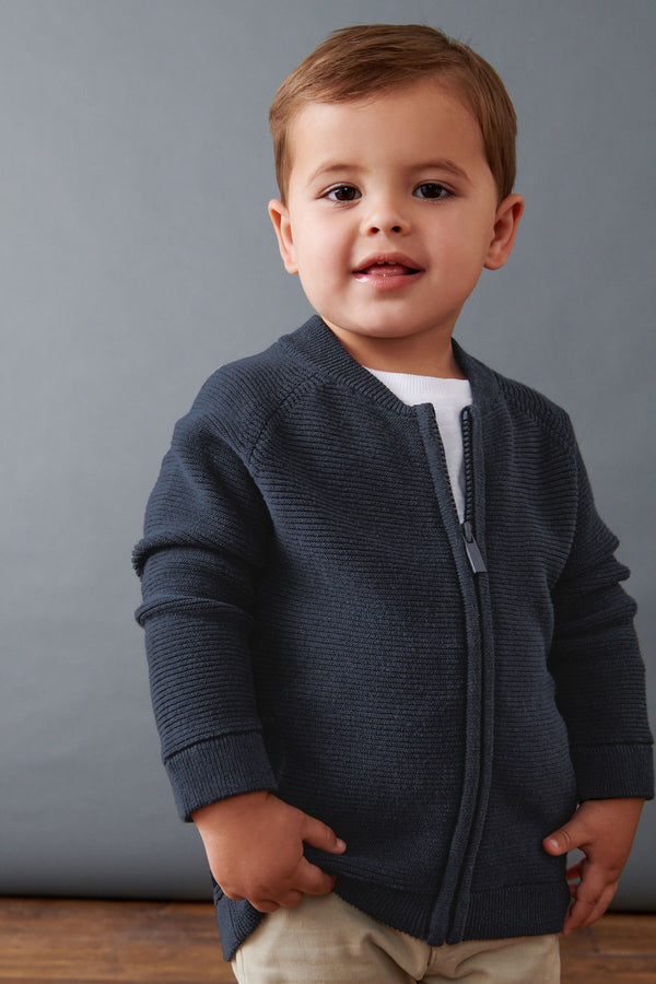 Navy Zip Through Cardigan (3mths-7yrs)