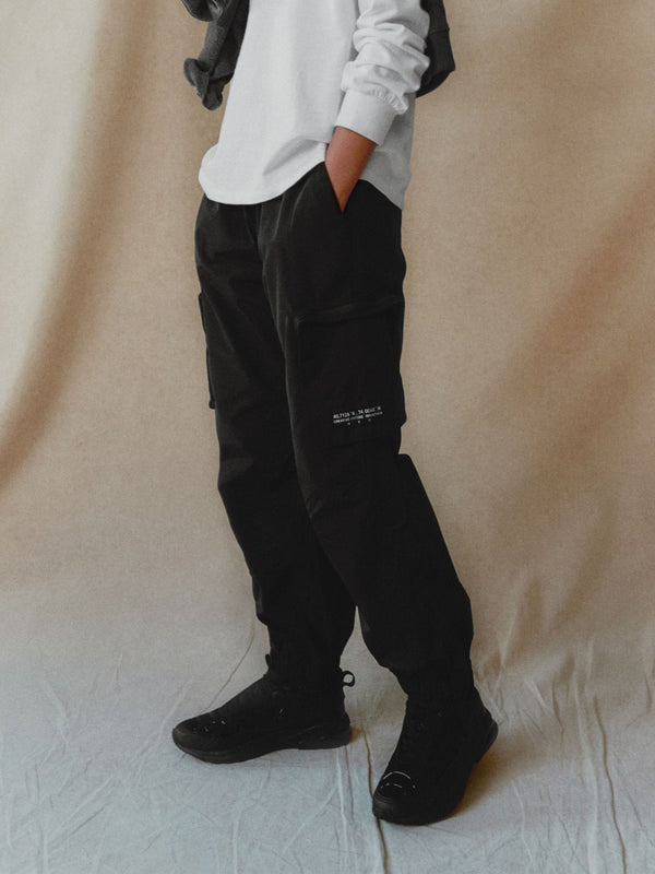 Black Lined Parachute Cargo Trousers (3-16yrs)