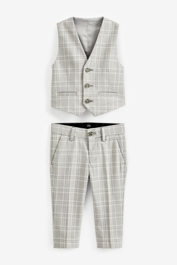 Grey River Island Boys Check Waistcoat Set