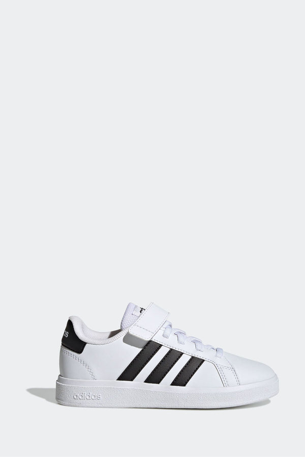 White/black adidas Sportswear Grand Court Elastic Lace And Top Strap Trainers