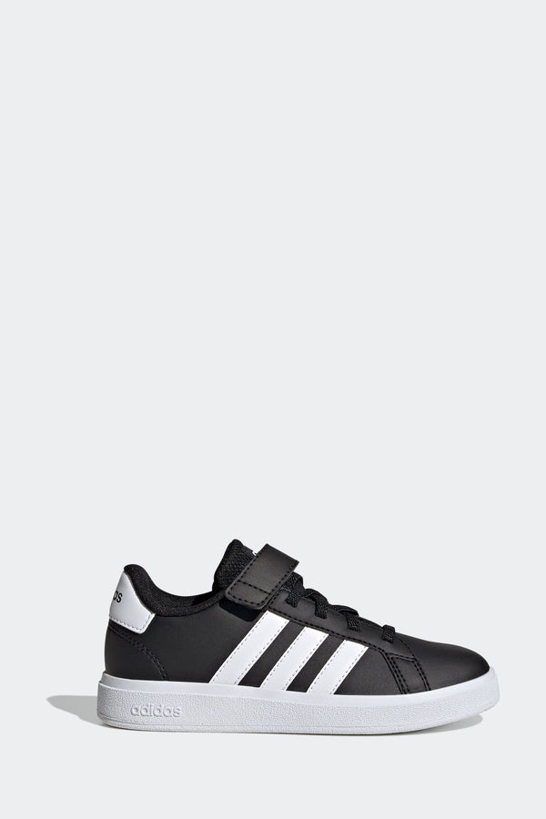 Black/White adidas Sportswear Grand Court Elastic Lace And Top Strap Trainers