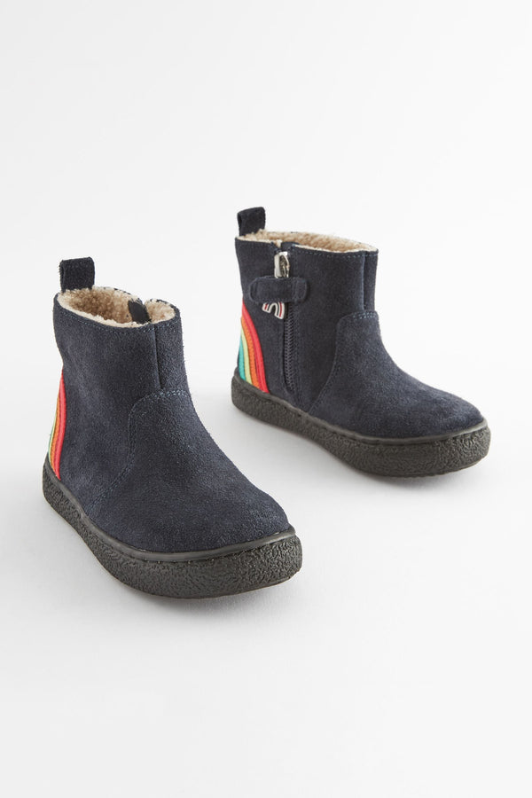 Navy Rainbow Suede Chelsea Boots