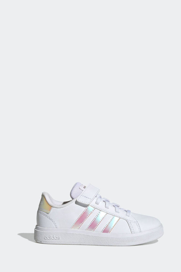 White/Silver adidas Sportswear Grand Court Elastic Lace And Top Strap Trainers