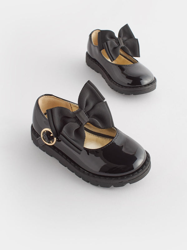 Black Standard Fit (F) Chunky Bow Mary Jane Shoes