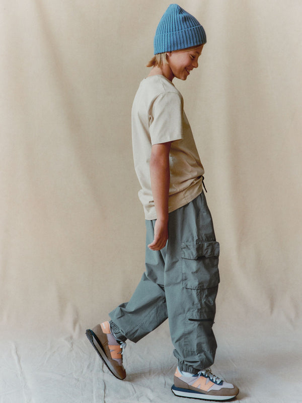 Petrol Blue Lined Parachute Cargo Trousers (3-16yrs)