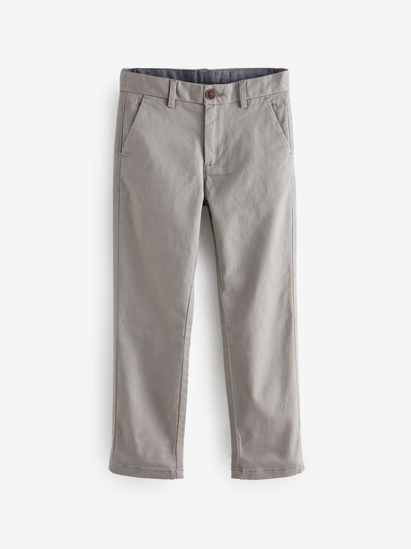 Light Grey Regular Fit Stretch Chino Trousers (3-17yrs)