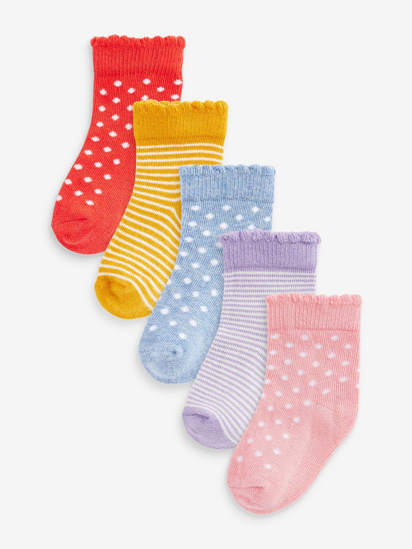 Multi Baby Socks 5 Pack (0mths-2yrs)