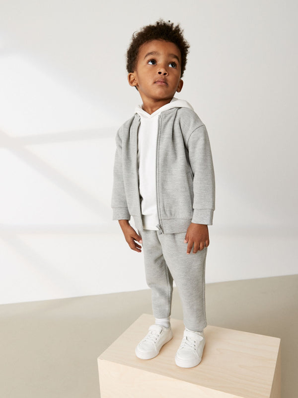 Pale Grey 100% Cotton Jersey Bomber and Joggers Set 3 Piece (3mths-7yrs)