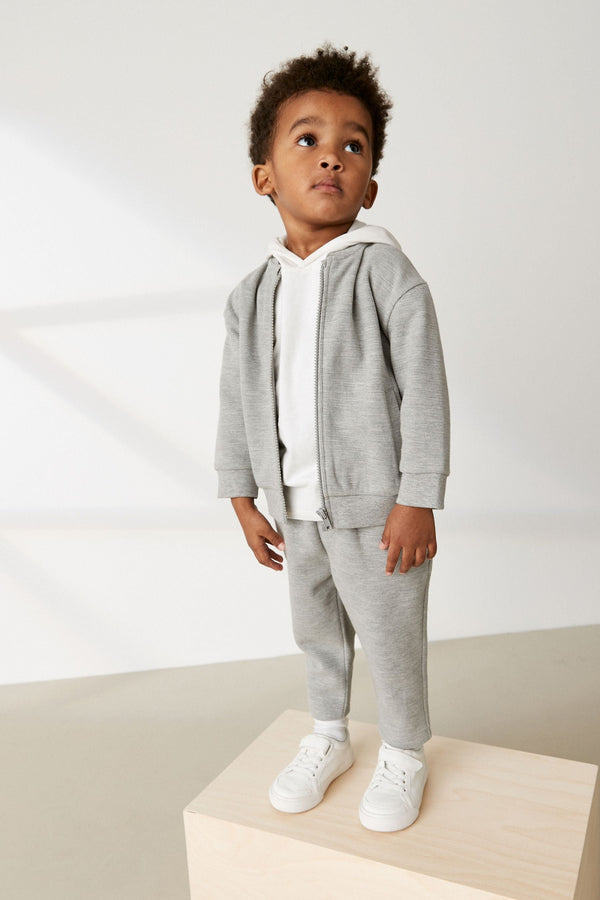 Pale Grey 100% Cotton Jersey Bomber and Joggers Set 3 Piece (3mths-7yrs)