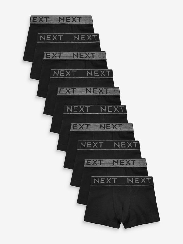 Black/Grey Waistband Trunks 10 Pack (1.5-16yrs)