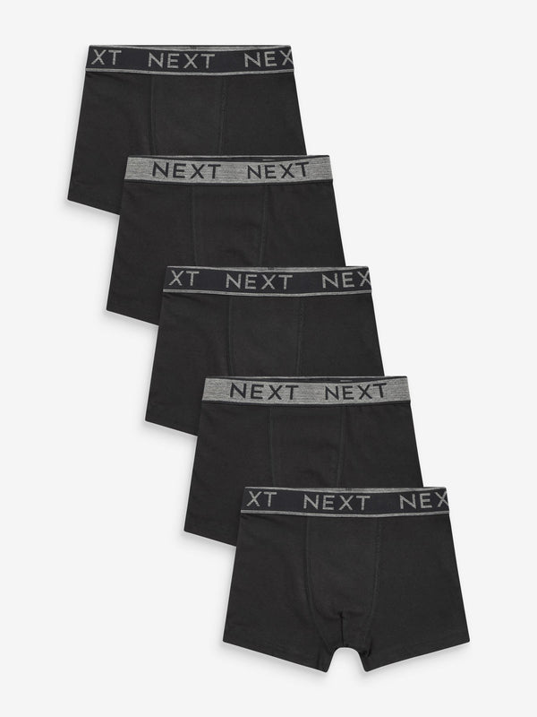 Black/Grey Waistband Trunks 5 Pack (2-16yrs)
