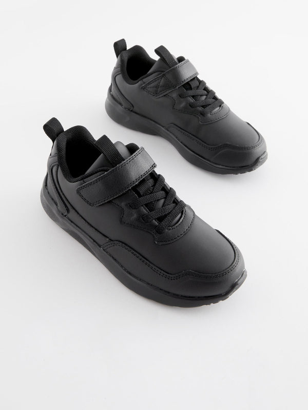 Black Standard Fit (F) Single Strap School Trainers