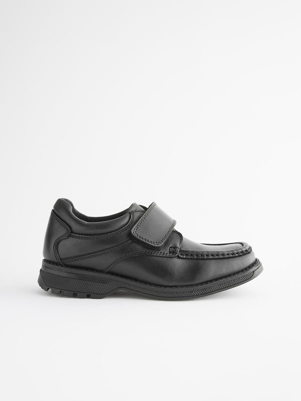 Black Leather Touch Fastening School Shoes