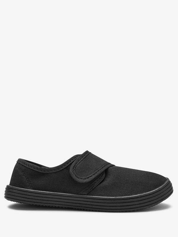 Black Wide Fit (G) Plimsolls School Shoes