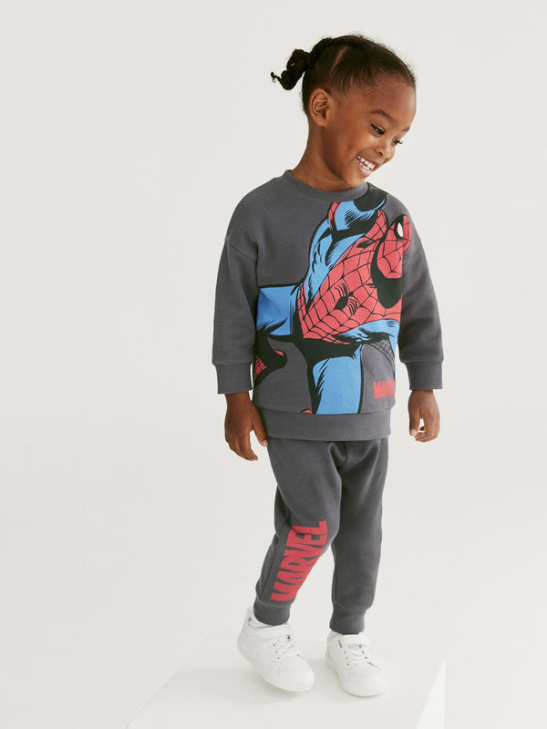 Charcoal Grey Marvel Spider-Man Jersey Sweatshirt And Joggers Set (3mths-8yrs)