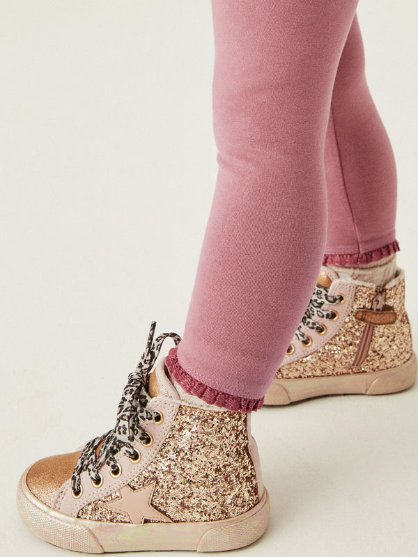 Gold Glitter Glitter Fleece Lined Lace-Up High Top Trainers