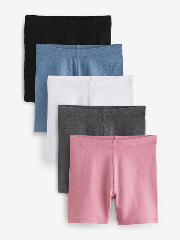 Black/ Pink/ Blue/ White/ Grey 5 Pack Cycle Shorts (3-16yrs)