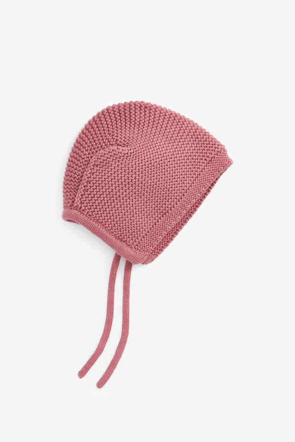 Pink Knitted Bonnet Baby Hat (0mths-2yrs)