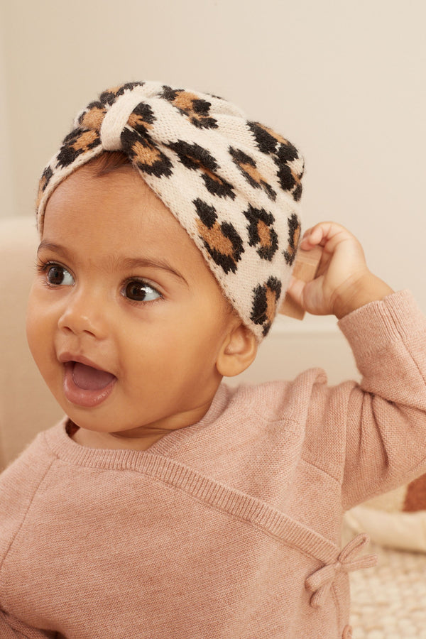 Neutral Animal Baby Knitted Turban Hat (0mths-3yrs)