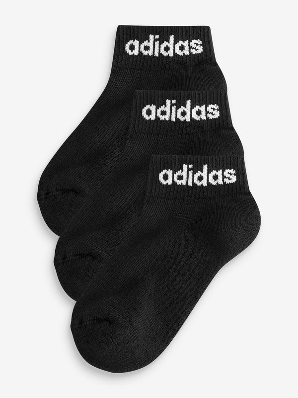adidas Black Linear Ankle Cushioned Socks 3 Pack