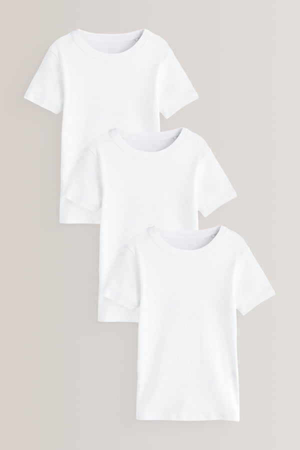 White Short Sleeve Vest 3 Pack (1.5-16yrs)