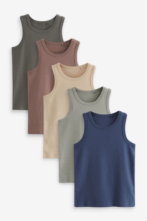 Neutral Colours 100% Cotton Vests 5 Pack (1.5-16yrs)