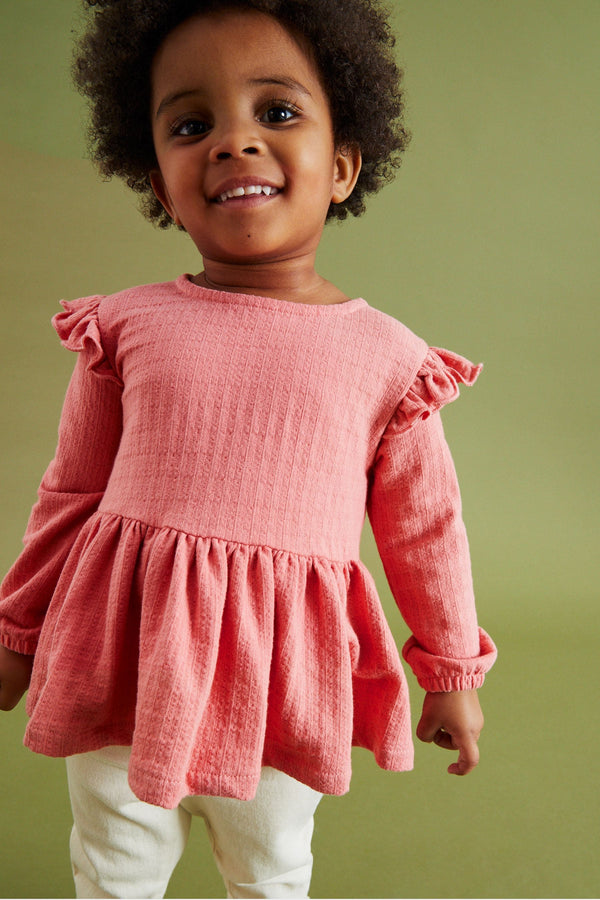 Pink Collar Frill Textured Blouse (3mths-7yrs)